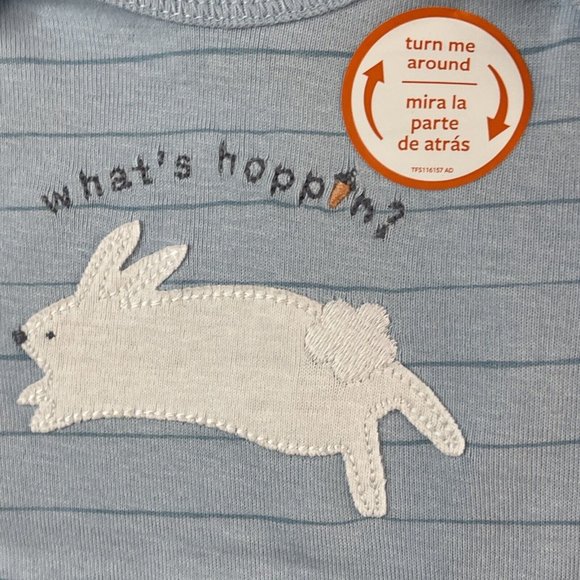 Carter's Just One You 6 Months "What;'s Hoppin" Bunny Blue White Set  2 piece - Picture 2 of 9